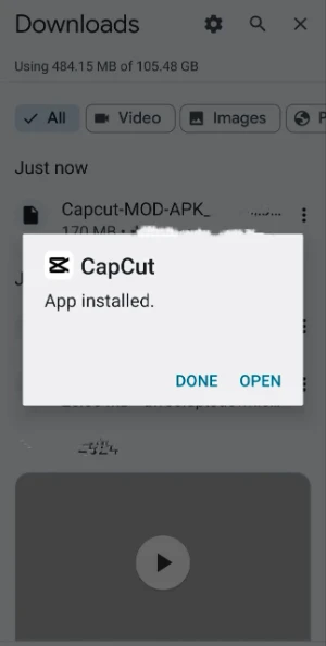 Capcut apk installed