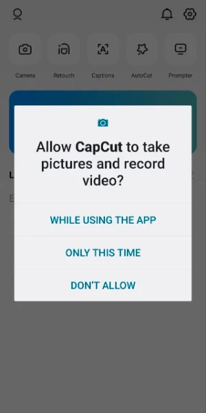 Videos and pictures Permissions in capcut